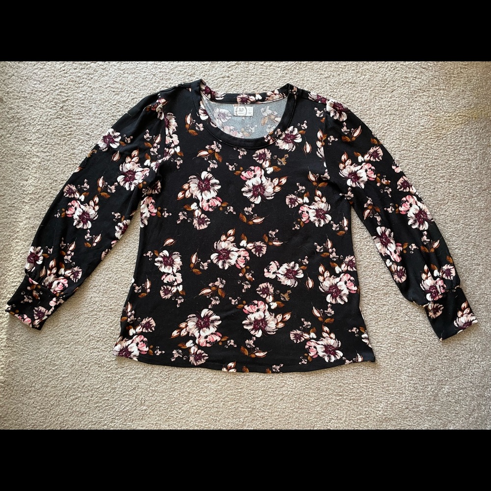 Business casual interview ready Black soft floral shirt